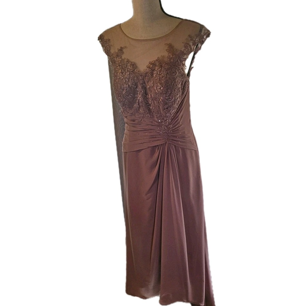 AZAZIE ENDORA A-Line Sequin Chiffon Dusty Rose Dress SZ A6,Wedding,Prom,Formal